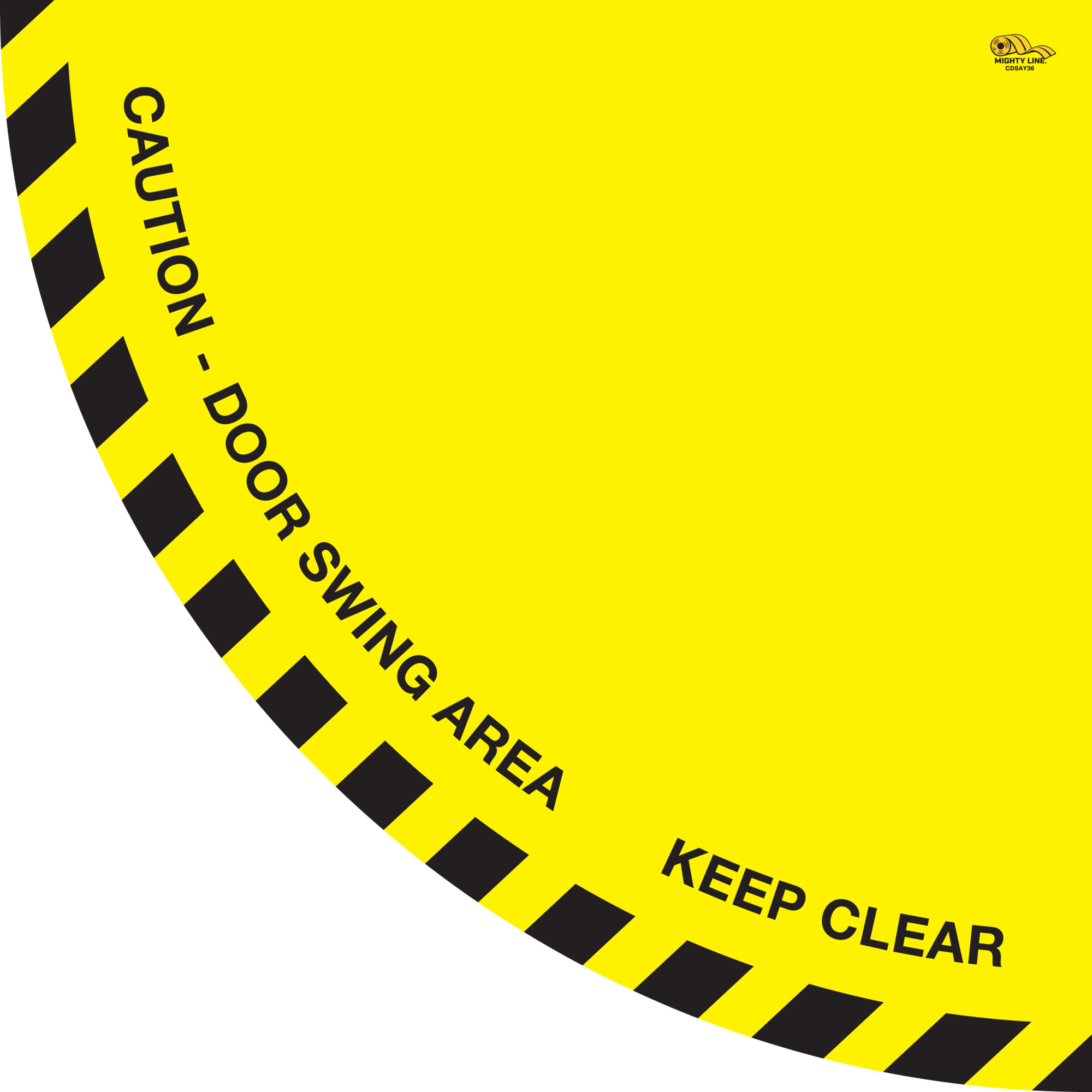 Mighty Line Caution Door Swing Area Floor Sign — 36in., Yellow, 30 Mil Thick, Model# CDSAY36